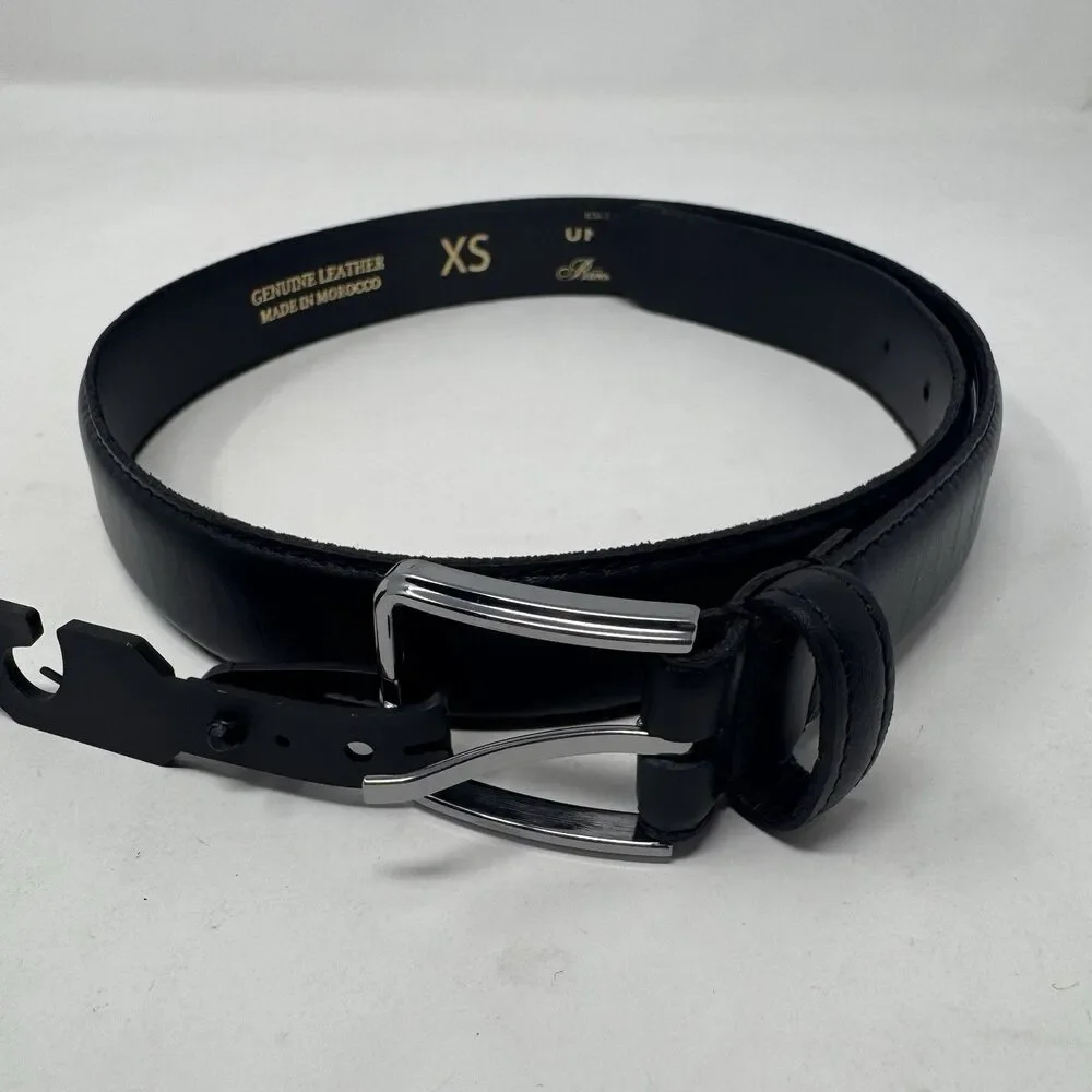Brooks Brothers United Airlines Leather Dress Belt Black Morocco Mens XS 26 NEW